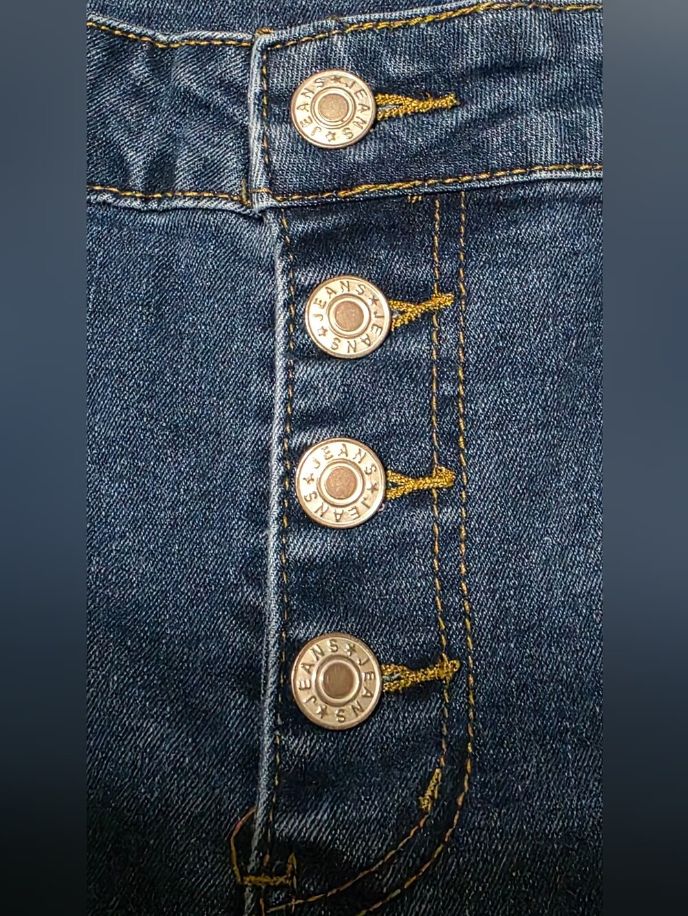 Women's High-Rise Blue Flare Jeans Button-Fly Stretch Women's Size XL - Picture 6 of 7